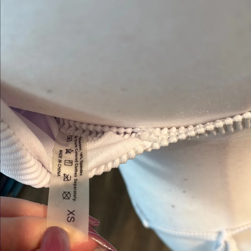 NWOT White Bikini with Green Beaded Straps